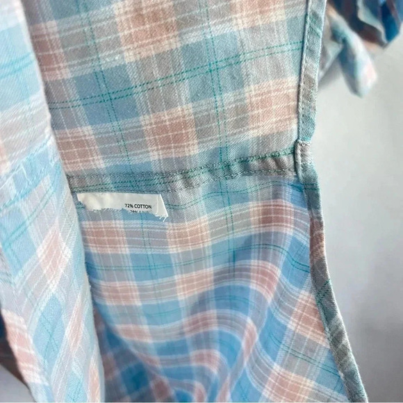 Hawker Rye Plaid Shirt Size Medium Blue Short Sleeve Button Down Chest Pocket - Picture 8 of 9